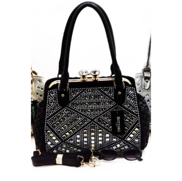 🆕New Bottari Black Handbag with Stones. - Picture 2 of 9